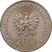 Poland 200 Zlotych 30th Anniversary of Victory Against the Fascists. Trial Strike 1975 KM# Pr267 POLSKA RZECZPOSPOLITA LUDOWA 1975 MW 200 ZŁ coin obverse Poland 200 Zlotych 30th Anniversary of Victory Against the Fascists. Trial Strike 1975 KM# Pr267 POLSKA RZECZPOSPOLITA LUDOWA 1975 MW 200 ZŁ coin obverse