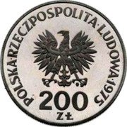 Poland 200 Zlotych 30th Anniversary of Victory Against the Fascists. Trial Strike 1975 MW Proof KM# Pr268 POLSKA RZECZPOSPOLITA LUDOWA 1975 MW 200 ZŁ coin obverse Poland 200 Zlotych 30th Anniversary of Victory Against the Fascists. Trial Strike 1975 MW Proof KM# Pr268 POLSKA RZECZPOSPOLITA LUDOWA 1975 MW 200 ZŁ coin obverse