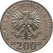 Poland 200 Zlotych Europe soccer 1987 KM# Pr552 POLSKA RZECZPOSPOLITA LUDOWA 19 87 MW ZL 200 ZL coin obverse Poland 200 Zlotych Europe soccer 1987 KM# Pr552 POLSKA RZECZPOSPOLITA LUDOWA 19 87 MW ZL 200 ZL coin obverse