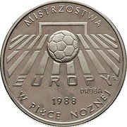 Poland 200 Zlotych Europe soccer 1987 KM# Pr552 MISTRZOSTWA EUROPY 1988 W PIŁCE NOŻNEJ PRÓBA coin reverse Poland 200 Zlotych Europe soccer 1987 KM# Pr552 MISTRZOSTWA EUROPY 1988 W PIŁCE NOŻNEJ PRÓBA coin reverse