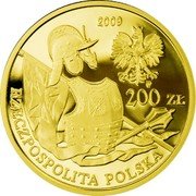 Poland 200 Zlotych Husarz XVII 2009 MW Proof 2009 MW 200 ZŁ RZECZPOSPOLITA POLSKA coin obverse Poland 200 Zlotych Husarz XVII 2009 MW Proof 2009 MW 200 ZŁ RZECZPOSPOLITA POLSKA coin obverse