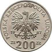 Poland 200 Zlotych Olympic Games in Seoul. 1987 MW Proof KM# Pr555 POLSKA RZECZPOSPOLITA LUDOWA 19 87 MW ZŁ 200 ZŁ coin obverse Poland 200 Zlotych Olympic Games in Seoul. 1987 MW Proof KM# Pr555 POLSKA RZECZPOSPOLITA LUDOWA 19 87 MW ZŁ 200 ZŁ coin obverse