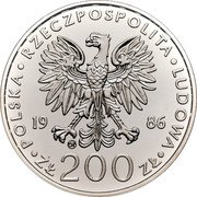 Poland 200 Zlotych (Papal Visit. Trial Strike) POLSKA RZECZPOSPOLITA LUDOWA 19 86 CHI ZŁ 200 ZŁ coin obverse Poland 200 Zlotych (Papal Visit. Trial Strike) POLSKA RZECZPOSPOLITA LUDOWA 19 86 CHI ZŁ 200 ZŁ coin obverse