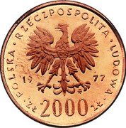 Poland 2000 Zlotych (Fryderyk Chopin. Trial Strike) POLSKA RZECZPOSPOLITA LUDOWA 19 77 MW ZŁ 2000 ZŁ coin obverse Poland 2000 Zlotych (Fryderyk Chopin. Trial Strike) POLSKA RZECZPOSPOLITA LUDOWA 19 77 MW ZŁ 2000 ZŁ coin obverse