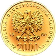 Poland 2000 Zlotych (Kazimierz I Odnowiciel. Trial Strike) KM# Pr425 POLSKA RZECZPOSPOLITA LUDOWA 19 80 MW ZŁ 2000 ZŁ coin obverse Poland 2000 Zlotych (Kazimierz I Odnowiciel. Trial Strike) KM# Pr425 POLSKA RZECZPOSPOLITA LUDOWA 19 80 MW ZŁ 2000 ZŁ coin obverse