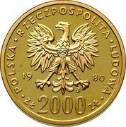 Poland 2000 Zlotych XIII Winter Olympics. Trial Strike 1980 MW KM# Pr428 POLSKA RZECZPOSPOLITA LUDOWA 19 80 MW ZŁ 2000 ZŁ coin obverse Poland 2000 Zlotych XIII Winter Olympics. Trial Strike 1980 MW KM# Pr428 POLSKA RZECZPOSPOLITA LUDOWA 19 80 MW ZŁ 2000 ZŁ coin obverse