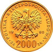 Poland 2000 Zlotych XIII Winter Olympics. Trial Strike 1980 MW KM# Pr420 POLSKA RZECZPOSPOLITA LUDOWA 19 80 MW ZŁ 2000 ZŁ coin obverse Poland 2000 Zlotych XIII Winter Olympics. Trial Strike 1980 MW KM# Pr420 POLSKA RZECZPOSPOLITA LUDOWA 19 80 MW ZŁ 2000 ZŁ coin obverse