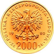 Poland 2000 Zlotych (XIII Winter Olympics. Trial Strike) KM# Pr421 POLSKA RZECZPOSPOLITA LUDOWA 19 80 MW ZŁ 2000 ZŁ coin obverse Poland 2000 Zlotych (XIII Winter Olympics. Trial Strike) KM# Pr421 POLSKA RZECZPOSPOLITA LUDOWA 19 80 MW ZŁ 2000 ZŁ coin obverse