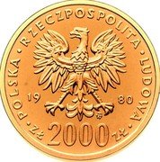 Poland 2000 Zlotych (XIII Winter Olympics. Trial Strike) POLSKA RZECZPOSPOLITA LUDOWA 19 80 MW ZŁ 2000 ZŁ coin obverse Poland 2000 Zlotych (XIII Winter Olympics. Trial Strike) POLSKA RZECZPOSPOLITA LUDOWA 19 80 MW ZŁ 2000 ZŁ coin obverse