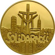 Poland 200000 Zlotych 10th Anniversary of the Forming the Solidarity Trade Union. Larger Type 1990 MW Proof Y# 222a 1980 1990 SOLIDARNOŚĆ coin reverse Poland 200000 Zlotych 10th Anniversary of the Forming the Solidarity Trade Union. Larger Type 1990 MW Proof Y# 222a 1980 1990 SOLIDARNOŚĆ coin reverse