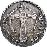 Italy 25 Bolognini Christ on a cross 1756  SANCTVS VVLTVS 17 35 coin reverse Italy 25 Bolognini Christ on a cross 1756  SANCTVS VVLTVS 17 35 coin reverse