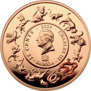 Samoa 25 Cents Chinese Zodiac. Year of Dragon 2024 Proof 2024 25 CENTS CHARLES III DT SAMOA coin obverse Samoa 25 Cents Chinese Zodiac. Year of Dragon 2024 Proof 2024 25 CENTS CHARLES III DT SAMOA coin obverse