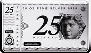 Niue 25 Dollars (Charles III Silver Note Coinbar) 10 OZ FINE SILVER 9999 NIUE ISLAND 25 DOLLARS #0001 PUBLIC SEAL OF NIUE ATUA NIUE TUKULAGI 25 DOLLARS SILVERNOTE 2024 SECURITY CODE FS5GG5GD8FD8DG coin obverse
