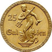 Poland 25 Gulden (Neptune) KM# 150 25 GUL DEN coin reverse Poland 25 Gulden (Neptune) KM# 150 25 GUL DEN coin reverse