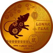 Fiji 5 Dollars (Lunar Year Collection. Rat 鼠) LUNAR YEAR RAT 鼠 .9999 FINEST GOLD 1/100 OZ. coin reverse Fiji 5 Dollars (Lunar Year Collection. Rat 鼠) LUNAR YEAR RAT 鼠 .9999 FINEST GOLD 1/100 OZ. coin reverse