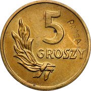 Poland 5 Groszy (Circulation Coin Trial Strike) KM# Pr7 5 GROSZY PRÓBA coin reverse Poland 5 Groszy (Circulation Coin Trial Strike) KM# Pr7 5 GROSZY PRÓBA coin reverse