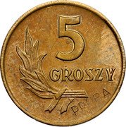Poland 5 Groszy (Circulation Coin Trial Strike) KM# Pr29 5 GROSZY PRÓBA coin reverse Poland 5 Groszy (Circulation Coin Trial Strike) KM# Pr29 5 GROSZY PRÓBA coin reverse