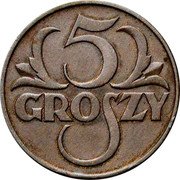 Poland 5 Groszy Poland 1929 X# 9 5 GROSZY coin reverse Poland 5 Groszy Poland 1929 X# 9 5 GROSZY coin reverse