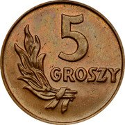 Poland 5 Groszy Trial Strike. No Proba 1949  5 GROSZY coin reverse Poland 5 Groszy Trial Strike. No Proba 1949  5 GROSZY coin reverse