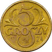 Poland 5 Groszy (Visit of President St. Wojciechowski.Trial Strike) X# 12 5 GROSZY 12 IV 24 SW coin reverse Poland 5 Groszy (Visit of President St. Wojciechowski.Trial Strike) X# 12 5 GROSZY 12 IV 24 SW coin reverse