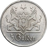 Poland 5 Gulden (Danzig Coin) KM# 147 5 GULDEN coin reverse Poland 5 Gulden (Danzig Coin) KM# 147 5 GULDEN coin reverse