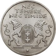 Poland 5 Gulden Free City of Danzig 1935 KM# 158 NEC TEMERE NEC TIMIDE coin reverse Poland 5 Gulden Free City of Danzig 1935 KM# 158 NEC TEMERE NEC TIMIDE coin reverse