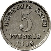 Poland 5 Pfennig (Pattern) 5 PFENNIG 1918 DEUTSCHES REICH coin reverse Poland 5 Pfennig (Pattern) 5 PFENNIG 1918 DEUTSCHES REICH coin reverse