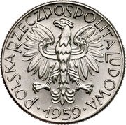 Poland 5 Zlotych Industrial Collage Proba 1959 KM# Pr62 POLSKA RZECZPOSPOLITA LUDOWA 1959 coin obverse Poland 5 Zlotych Industrial Collage Proba 1959 KM# Pr62 POLSKA RZECZPOSPOLITA LUDOWA 1959 coin obverse