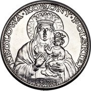 Poland 5 Zlotych Black Madonna of Czestochowa. Private Issue Re-strike 1928  KM# Pn317 KROLOWA KORONY POLSKIEJ 1928 coin reverse Poland 5 Zlotych Black Madonna of Czestochowa. Private Issue Re-strike 1928  KM# Pn317 KROLOWA KORONY POLSKIEJ 1928 coin reverse