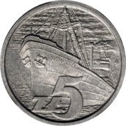 Poland 5 Zlotych (Freighter Warynski. Trial Strike without Proba) KM# Pr48 WARYŃSKI PRÓBA ZŁ 5 coin reverse Poland 5 Zlotych (Freighter Warynski. Trial Strike without Proba) KM# Pr48 WARYŃSKI PRÓBA ZŁ 5 coin reverse