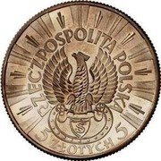 Poland 5 Zlotych Jozef Pilsudski. Trial Strike 1934 KM# Pn339 RZECZPOSPOLITA POLSKA 5 ZŁOTYCH 5 S coin obverse Poland 5 Zlotych Jozef Pilsudski. Trial Strike 1934 KM# Pn339 RZECZPOSPOLITA POLSKA 5 ZŁOTYCH 5 S coin obverse