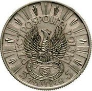 Poland 5 Zlotych Jozef Pilsudski. Trial Strike 1934 KM# Pn340 RZECZPOSPOLITA POLSKA 5 ZŁOTYCH 5 S coin obverse Poland 5 Zlotych Jozef Pilsudski. Trial Strike 1934 KM# Pn340 RZECZPOSPOLITA POLSKA 5 ZŁOTYCH 5 S coin obverse