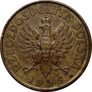 Poland 5 Zlotych (March Constitution. Trial Strike. 100 Beads. Small Mintmark) RZECZPOSPOLITA POLSKA 1925 coin obverse Poland 5 Zlotych (March Constitution. Trial Strike. 100 Beads. Small Mintmark) RZECZPOSPOLITA POLSKA 1925 coin obverse