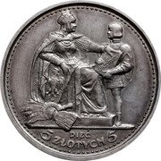 Poland 5 Zlotych (March Constitution. Trial Strike. 100 Beads SW WG on Obverse) KONSTYTVCIA PIĘĆ 5 ZŁOTYCH 5 coin reverse Poland 5 Zlotych (March Constitution. Trial Strike. 100 Beads SW WG on Obverse) KONSTYTVCIA PIĘĆ 5 ZŁOTYCH 5 coin reverse