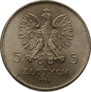 Poland 5 Zlotych (Nike. Essai) 5 5 ZŁOTYCH 1928 coin obverse Poland 5 Zlotych (Nike. Essai) 5 5 ZŁOTYCH 1928 coin obverse