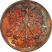 Poland 5 Zlotych (Nike. Trial Strike) 5 5 ZŁOTYCH 1927 coin obverse Poland 5 Zlotych (Nike. Trial Strike) 5 5 ZŁOTYCH 1927 coin obverse