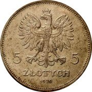 Poland 5 Zlotych (November Uprising. Trial Strike) 5 5 ZŁOTYCH 1930 coin obverse Poland 5 Zlotych (November Uprising. Trial Strike) 5 5 ZŁOTYCH 1930 coin obverse
