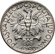 Poland 5 Zlotych (Tools. Trial Strike) KM# Pr63 POLSKA RZECZPOSPOLITA LUDOWA W J 1959 coin obverse Poland 5 Zlotych (Tools. Trial Strike) KM# Pr63 POLSKA RZECZPOSPOLITA LUDOWA W J 1959 coin obverse