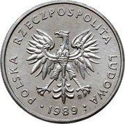 Poland 5 Zlotych Trial Strike 1989 MW Próba POLSKA RZECZPOSPOLITA LUDOWA MW 1989 coin obverse Poland 5 Zlotych Trial Strike 1989 MW Próba POLSKA RZECZPOSPOLITA LUDOWA MW 1989 coin obverse