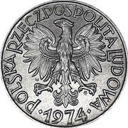 Poland 5 Zlotyсh (Fisherman with net) POLSKA RZECZPOSPOLITA LUDOWA W J MW 1974 coin obverse Poland 5 Zlotyсh (Fisherman with net) POLSKA RZECZPOSPOLITA LUDOWA W J MW 1974 coin obverse
