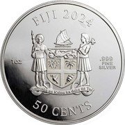 Fiji 50 Cents Popeye 2024 Proof 1 OZ 2024 50 CENTS .999 FINE SILVER FIJI REREVAKA NA KALOU KA DOKA NA TUI coin obverse Fiji 50 Cents Popeye 2024 Proof 1 OZ 2024 50 CENTS .999 FINE SILVER FIJI REREVAKA NA KALOU KA DOKA NA TUI coin obverse