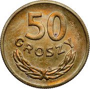 Poland 50 Groszy (Circulation Coin Trial Strike) KM# Pr24 50 GROSZY PRÓBA coin reverse Poland 50 Groszy (Circulation Coin Trial Strike) KM# Pr24 50 GROSZY PRÓBA coin reverse