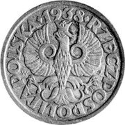 Poland 50 Groszy (Trial Strike. German Occupation WW II) RZECZPOSPOLITA POLSKA W J 1938 coin obverse Poland 50 Groszy (Trial Strike. German Occupation WW II) RZECZPOSPOLITA POLSKA W J 1938 coin obverse