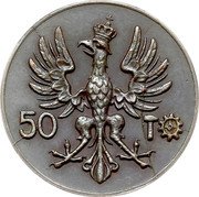 Poland 50 Marks Girl. Trial Strike 1923  50 coin obverse Poland 50 Marks Girl. Trial Strike 1923  50 coin obverse