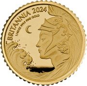 UK 50 Pence (Charles III Britannia and ocean wave) H BRITANNIA 2024 1/40 OZ 999.9 FINE GOLD coin reverse UK 50 Pence (Charles III Britannia and ocean wave) H BRITANNIA 2024 1/40 OZ 999.9 FINE GOLD coin reverse