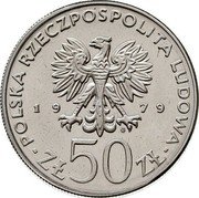 Poland 50 Zlotych Duke Mieszko I. Trial Strike 1979 MW KM# Pr344 POLSKA RZECZPOSPOLITA LUDOWA 19 79 MW ZŁ 50 ZŁ coin obverse Poland 50 Zlotych Duke Mieszko I. Trial Strike 1979 MW KM# Pr344 POLSKA RZECZPOSPOLITA LUDOWA 19 79 MW ZŁ 50 ZŁ coin obverse