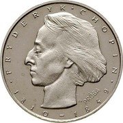 Poland 50 Zlotych Frederic Chopin. Trial Strike 1972 MW KM# Pr198 FRYDERYK CHOPIN JJ PRÓBA 1810 - 1849 coin reverse Poland 50 Zlotych Frederic Chopin. Trial Strike 1972 MW KM# Pr198 FRYDERYK CHOPIN JJ PRÓBA 1810 - 1849 coin reverse