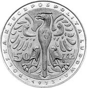 Poland 50 Zlotych Fryderyk Chopin right. Trial Strike 1972 MW Próba POLSKA RZECZPOSPOLITA LUDOWA 1972 50 ZŁ MW coin obverse Poland 50 Zlotych Fryderyk Chopin right. Trial Strike 1972 MW Próba POLSKA RZECZPOSPOLITA LUDOWA 1972 50 ZŁ MW coin obverse