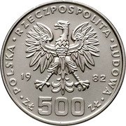 Poland 500 Zlotych Gift of Youth. Trial Strike 1982 MW Proof KM# Pr477 POLSKA RZECZPOSPOLITA LUDOWA 19 82 MW ZŁ 500 ZŁ coin obverse Poland 500 Zlotych Gift of Youth. Trial Strike 1982 MW Proof KM# Pr477 POLSKA RZECZPOSPOLITA LUDOWA 19 82 MW ZŁ 500 ZŁ coin obverse