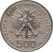 Poland 500 Zlotych Gymnast 1983 KM# Pr493 POLSKA RZECZPOSPOLITA LUDOWA 19 83 MW ZŁ 500 ZŁ coin obverse Poland 500 Zlotych Gymnast 1983 KM# Pr493 POLSKA RZECZPOSPOLITA LUDOWA 19 83 MW ZŁ 500 ZŁ coin obverse